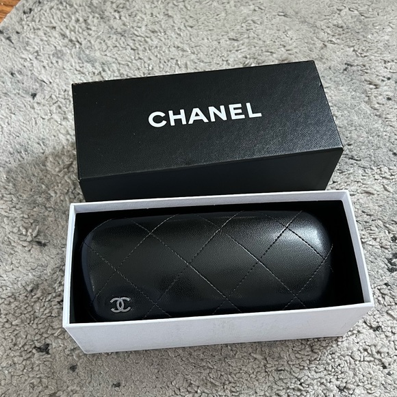 CHANEL Accessories Chanel Quilted Hard Sunglasses Leather Case